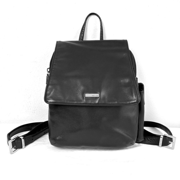 Perlina Black Leather Backpack - Picture 1 of 16